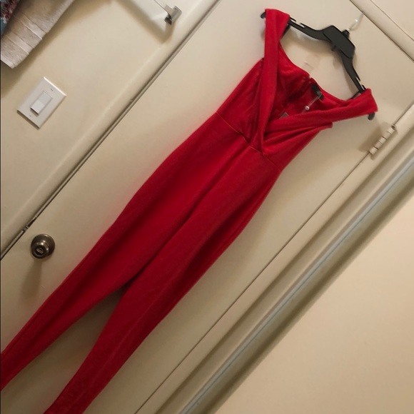 Missguided Pants - NWT Red off the shoulders jumpsuit